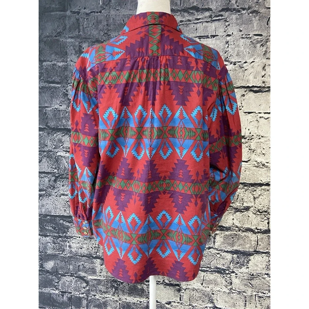 Vintage‎ Country Shop Marshall Fields Womens Shirt 10 Southwest Aztec Retro Boho
